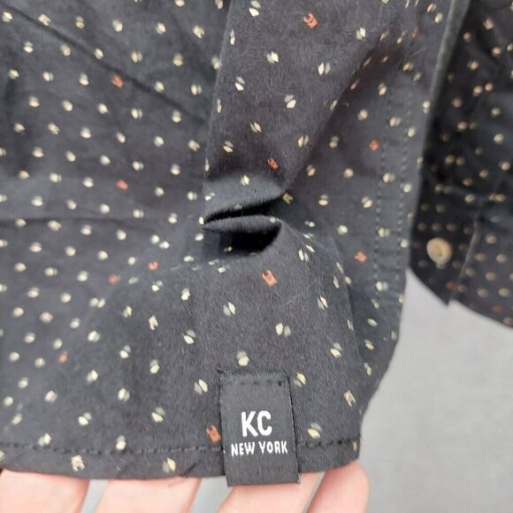 Kenneth Cole Black Long Sleeve Collared Slim Fit Dress Shirt Size 14/16 - Picture 2 of 8